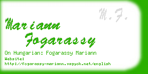 mariann fogarassy business card